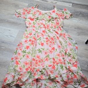 Children's Place Girls 16 Spring Floral Dress Peach Orange Lined